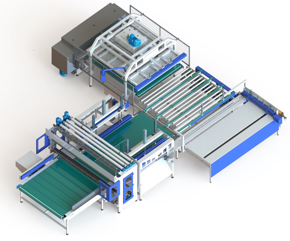 embolsadora de colchones con faldon y enrolladora