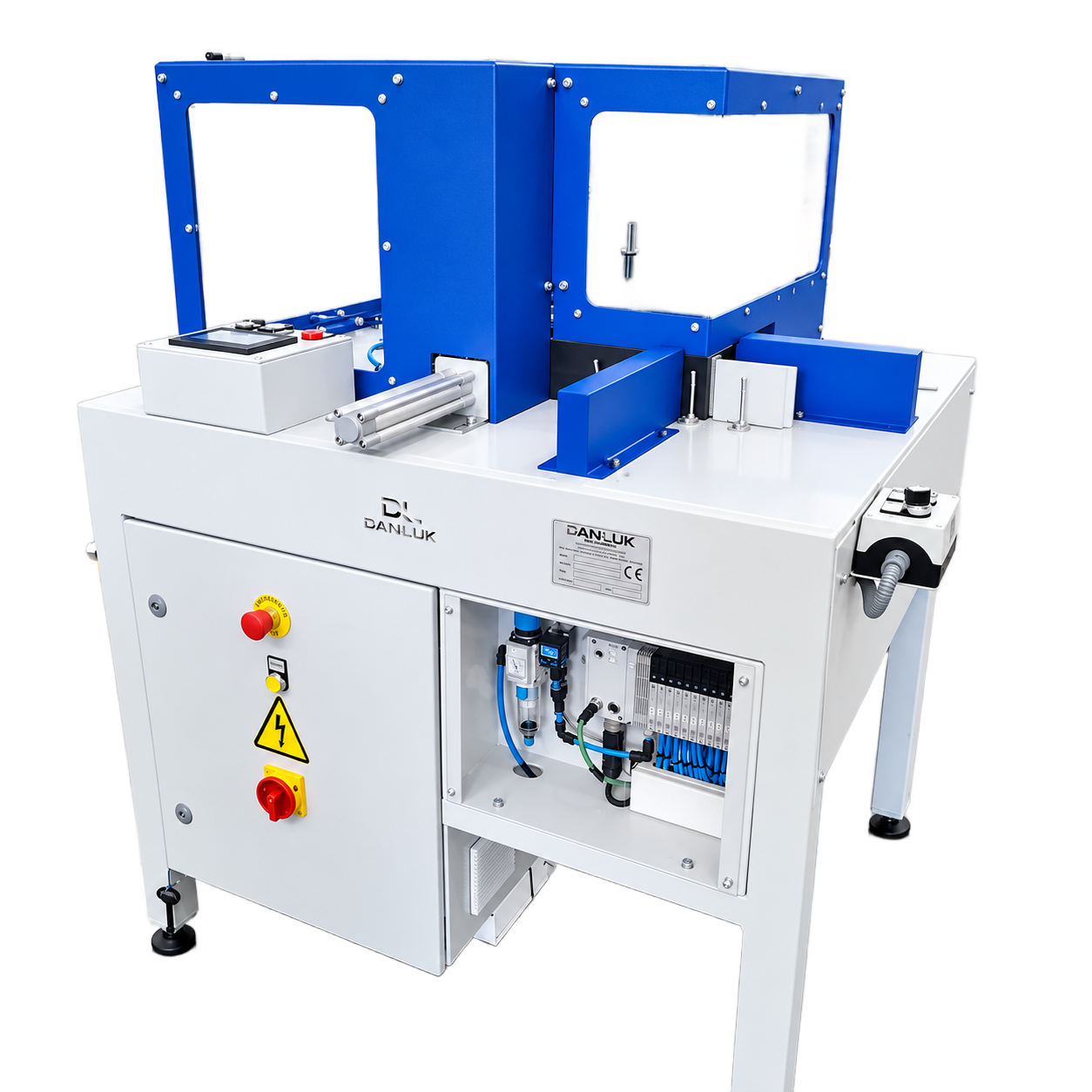 Máquina automática para el enrollado y fijación de etiquetas con cinta adhesiva de Danluk Engineering