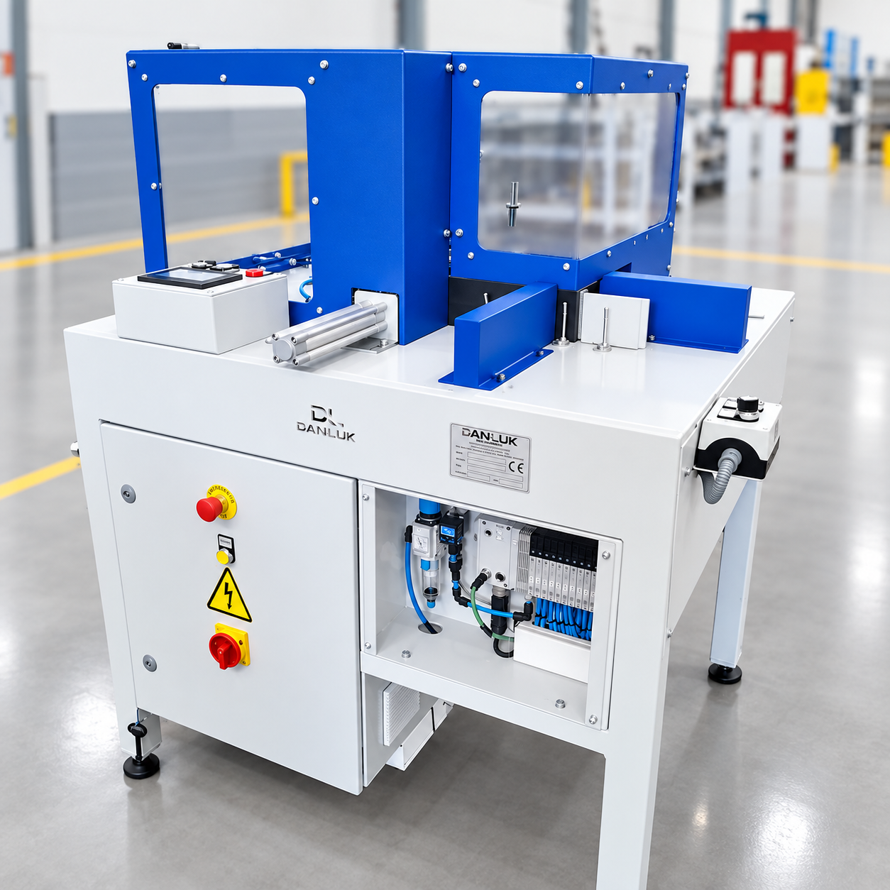Máquina automática para el enrollado y fijación de etiquetas con cinta adhesiva de Danluk Engineering